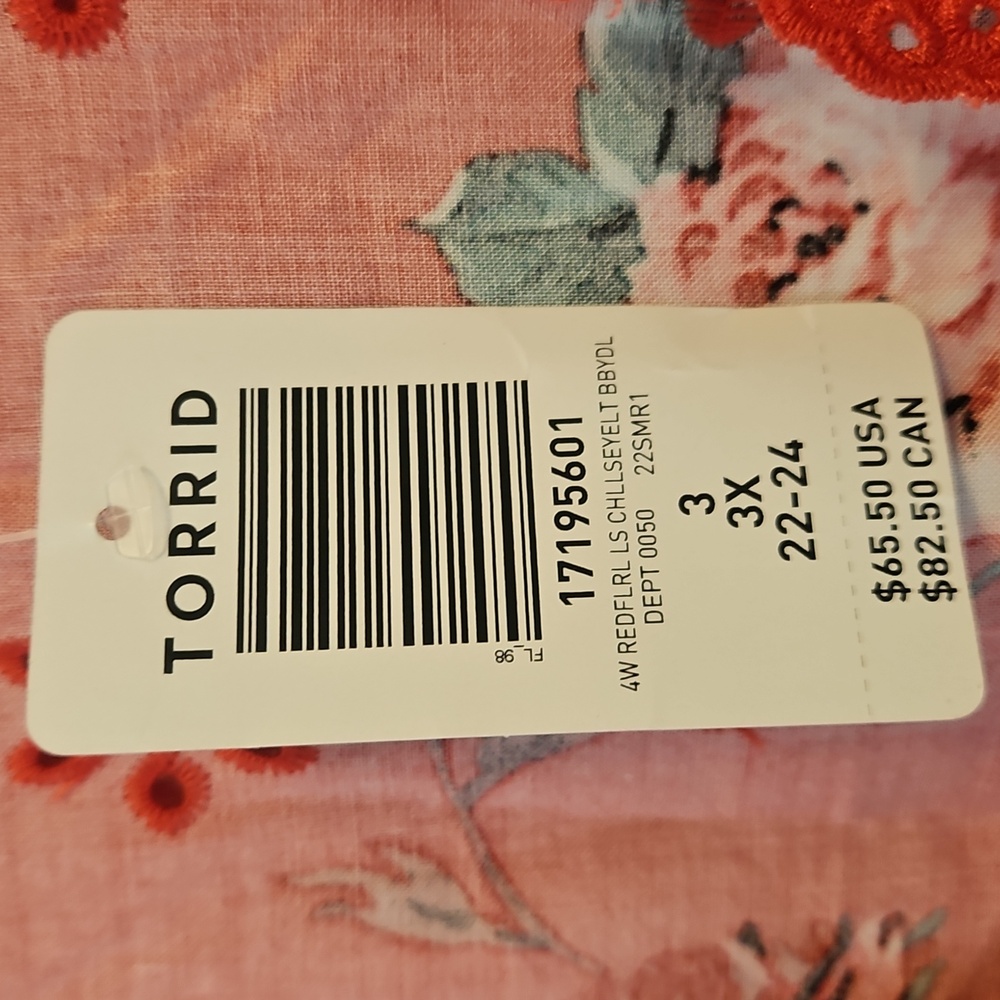 Torrid Red Floral Print Babydoll Top - Picture 4 of 8